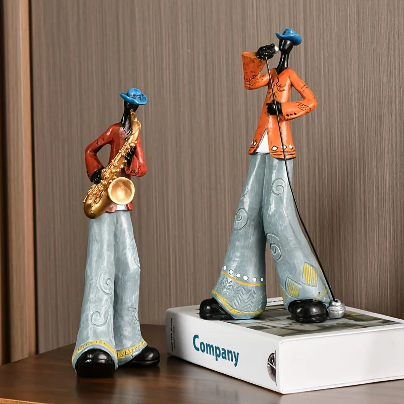 Jazz Music Band Sculpture Retro Decorative Figurine for Home or Office