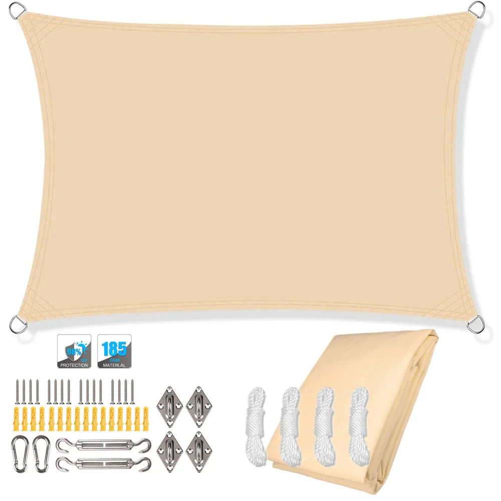 Waterproof Rectangular Sun Shade Sail UV Protection Garden Cover