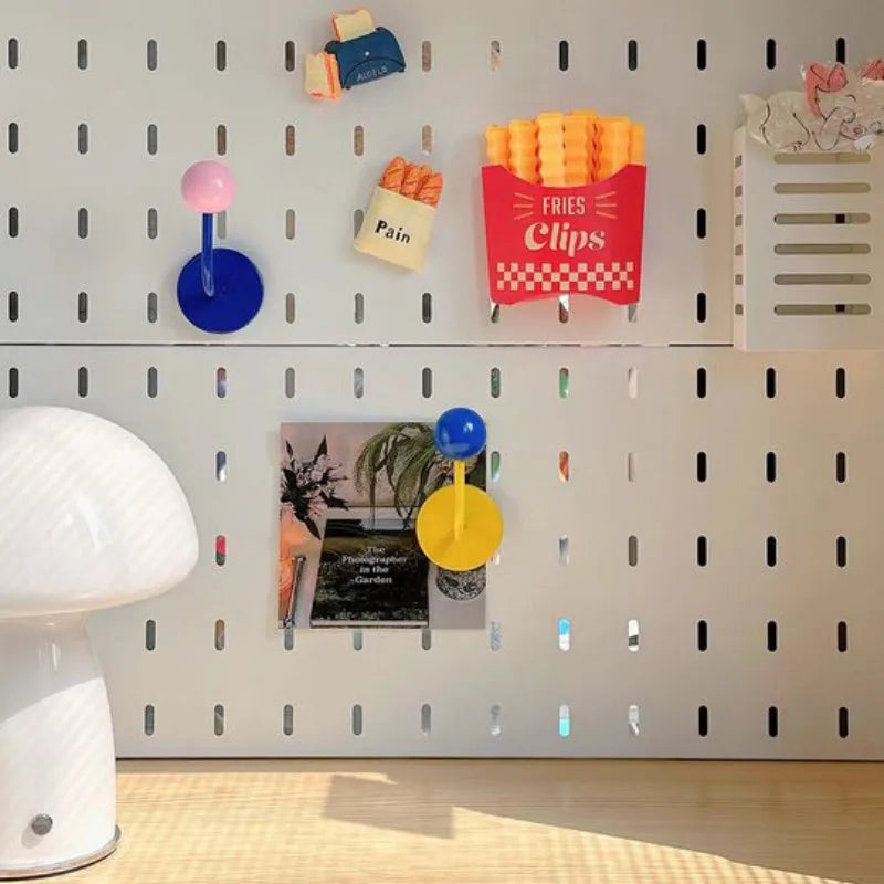 Magnetic Wooden Wall Hook Retro Metal Ball Holder for Kitchen & Entryway