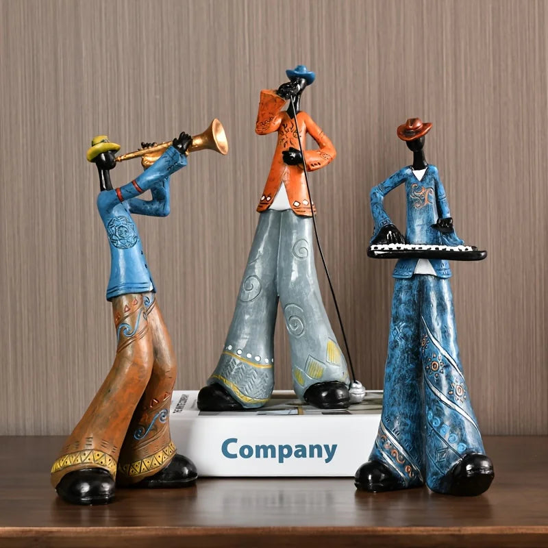 Jazz Music Band Sculpture Retro Decorative Figurine for Home or Office
