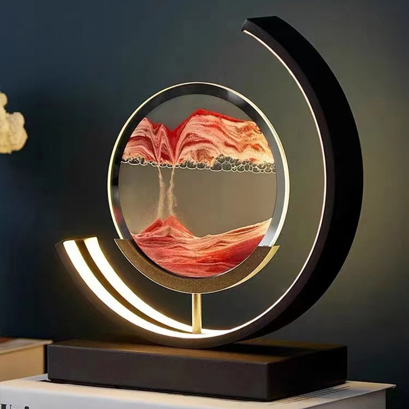 LED Sandscape Table Lamps for Living Rooms Flowing Sand Art with Adjustable Light