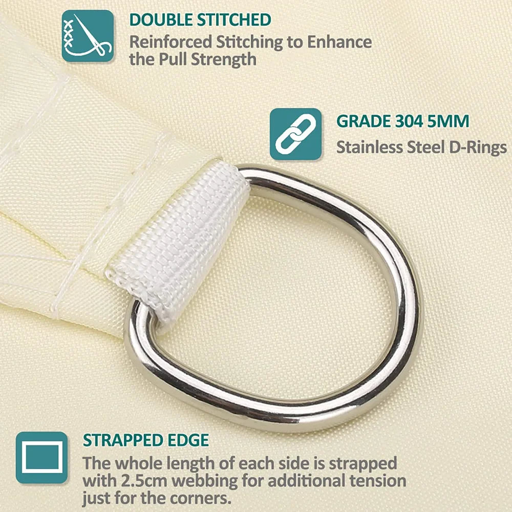 Waterproof Rectangular Sun Shade Sail UV Protection Garden Cover