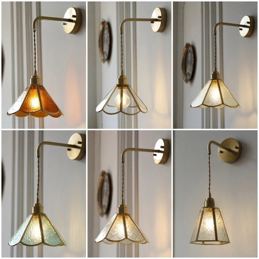 Vintage Clear Glass LED Wall Lights with Adjustable Plug In