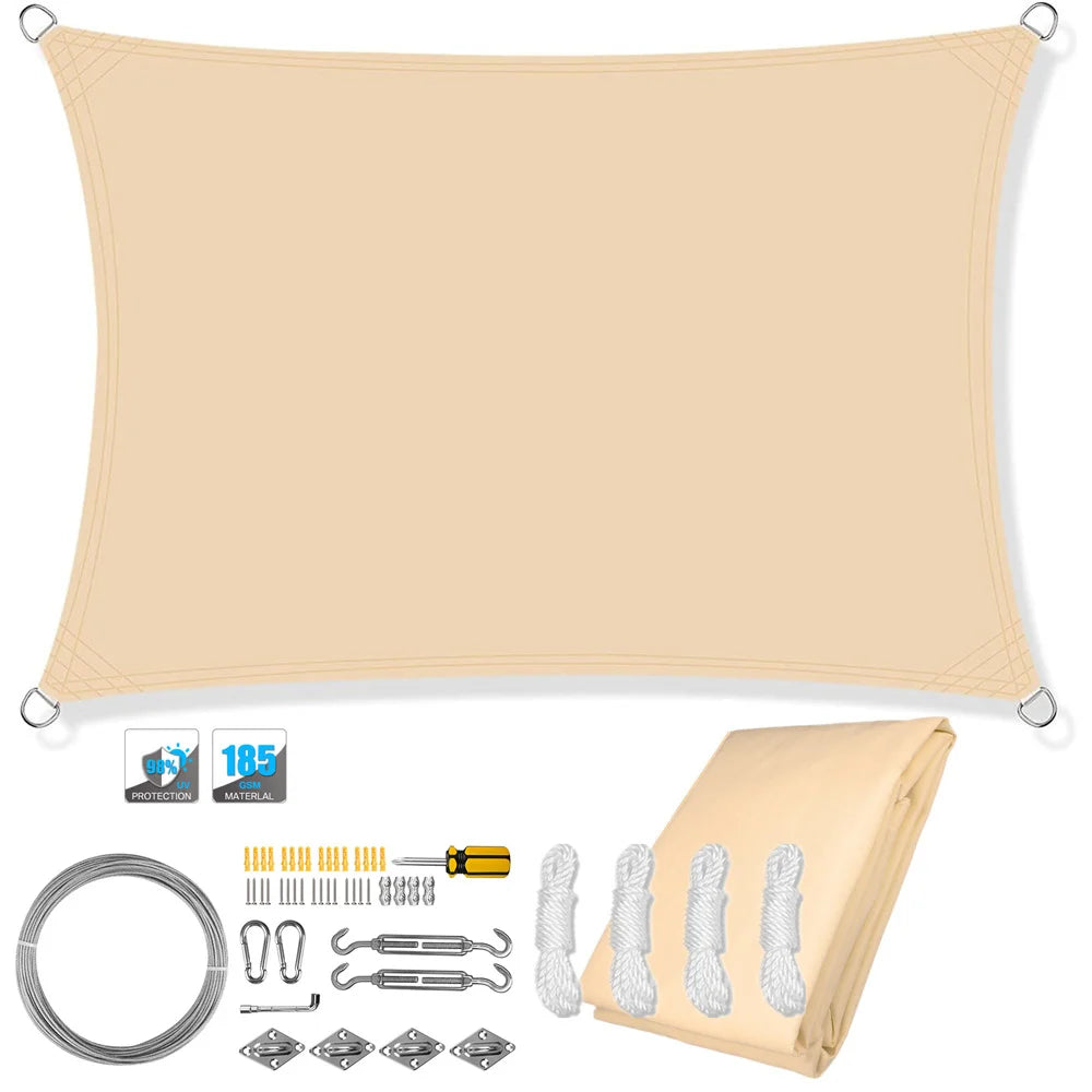 Waterproof Rectangular Sun Shade Sail UV Protection Garden Cover