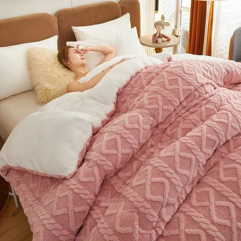 Weighted Winter Blanket – Diamond Pattern Reversible Design