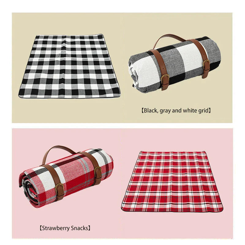 Outdoor Plaid Picnic Blanket Moisture-Protected Foldable Mat