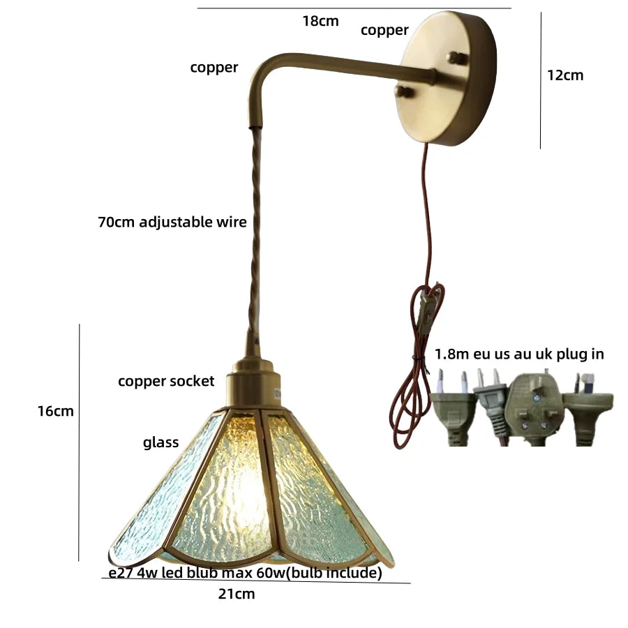 Vintage Clear Glass LED Wall Lights with Adjustable Plug In