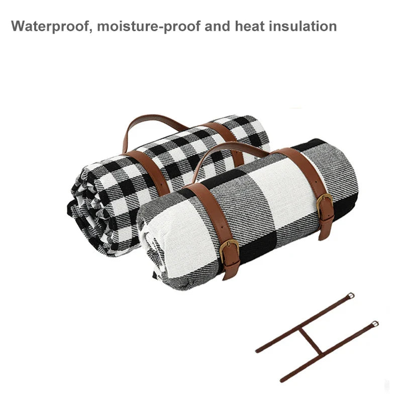 Outdoor Plaid Picnic Blanket Moisture-Protected Foldable Mat