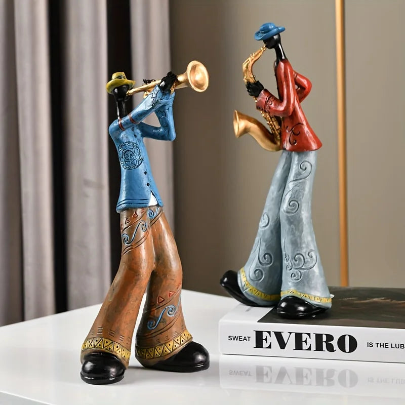 Jazz Music Band Sculpture Retro Decorative Figurine for Home or Office