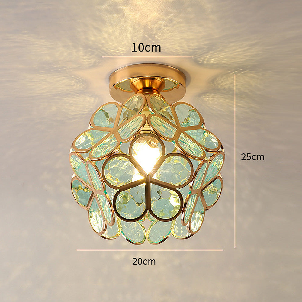 Floral Ceiling Light with Glass Details in Elegant Soft Lighting Fixture