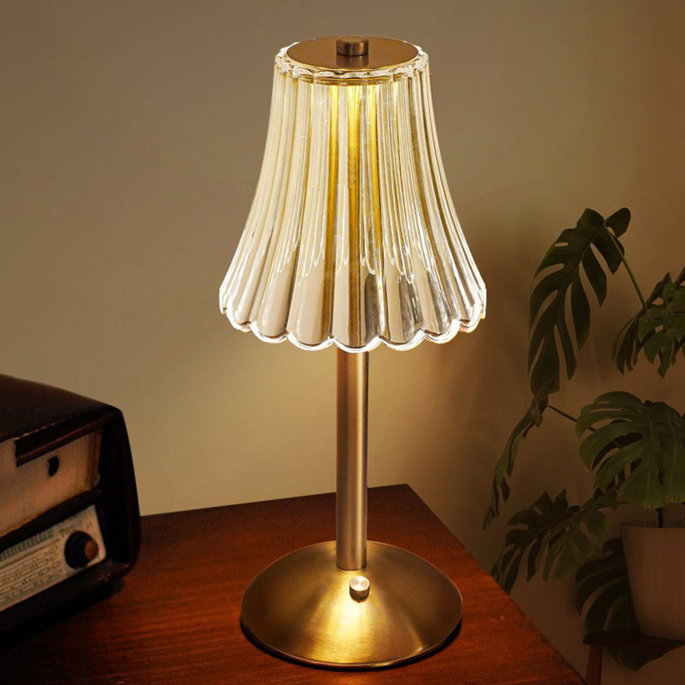 Golden Crystal Glass Table Lamp in Decorative Design with Sparkling Shade