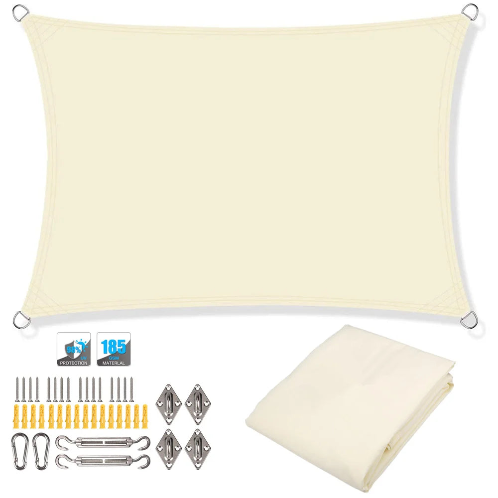 Waterproof Rectangular Sun Shade Sail UV Protection Garden Cover