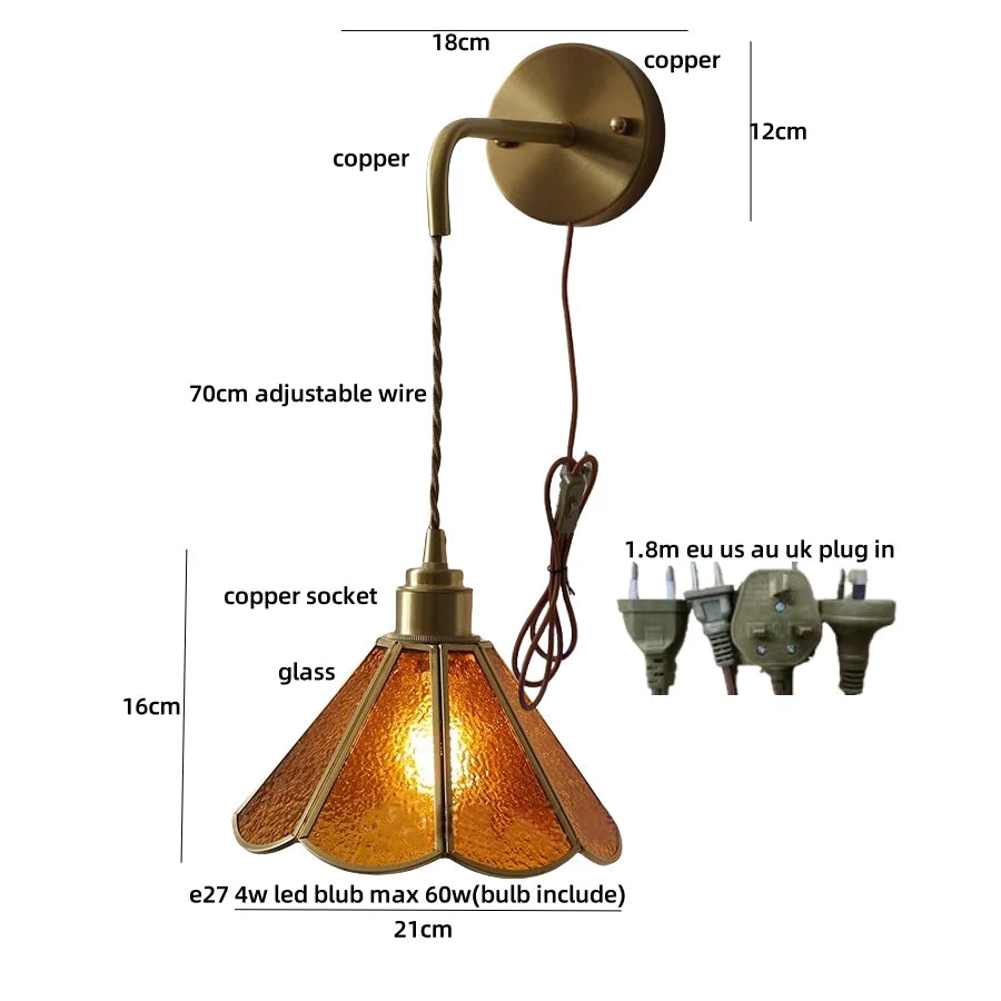 Vintage Clear Glass LED Wall Lights with Adjustable Plug In