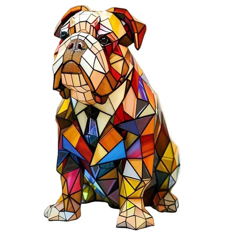 Decorative Fantasy Cute Dog Stained Glass Table Lamp – Artistic Colorful Lighting