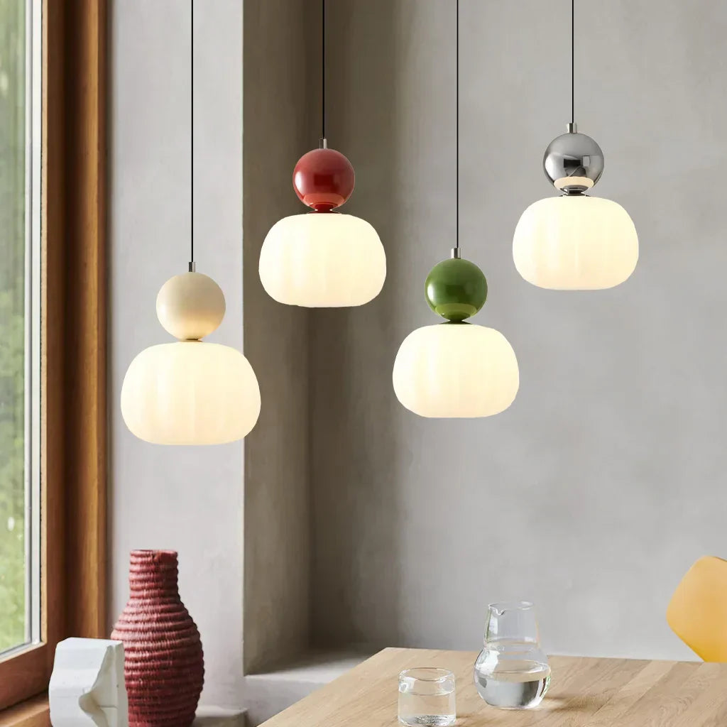 Elegant Pendant Light in Art Deco Style with Cream-Colored Shade