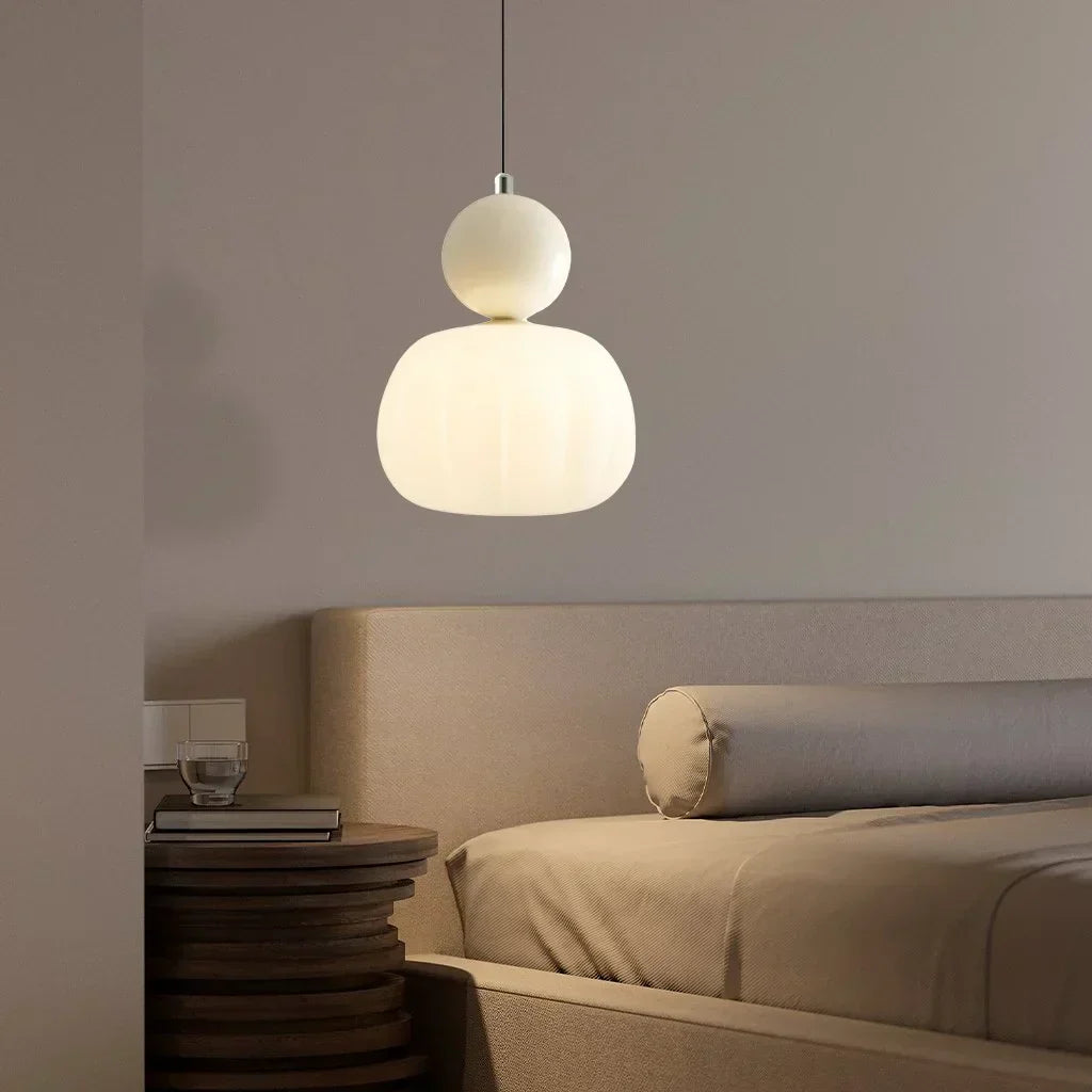 Elegant Pendant Light in Art Deco Style with Cream-Colored Shade