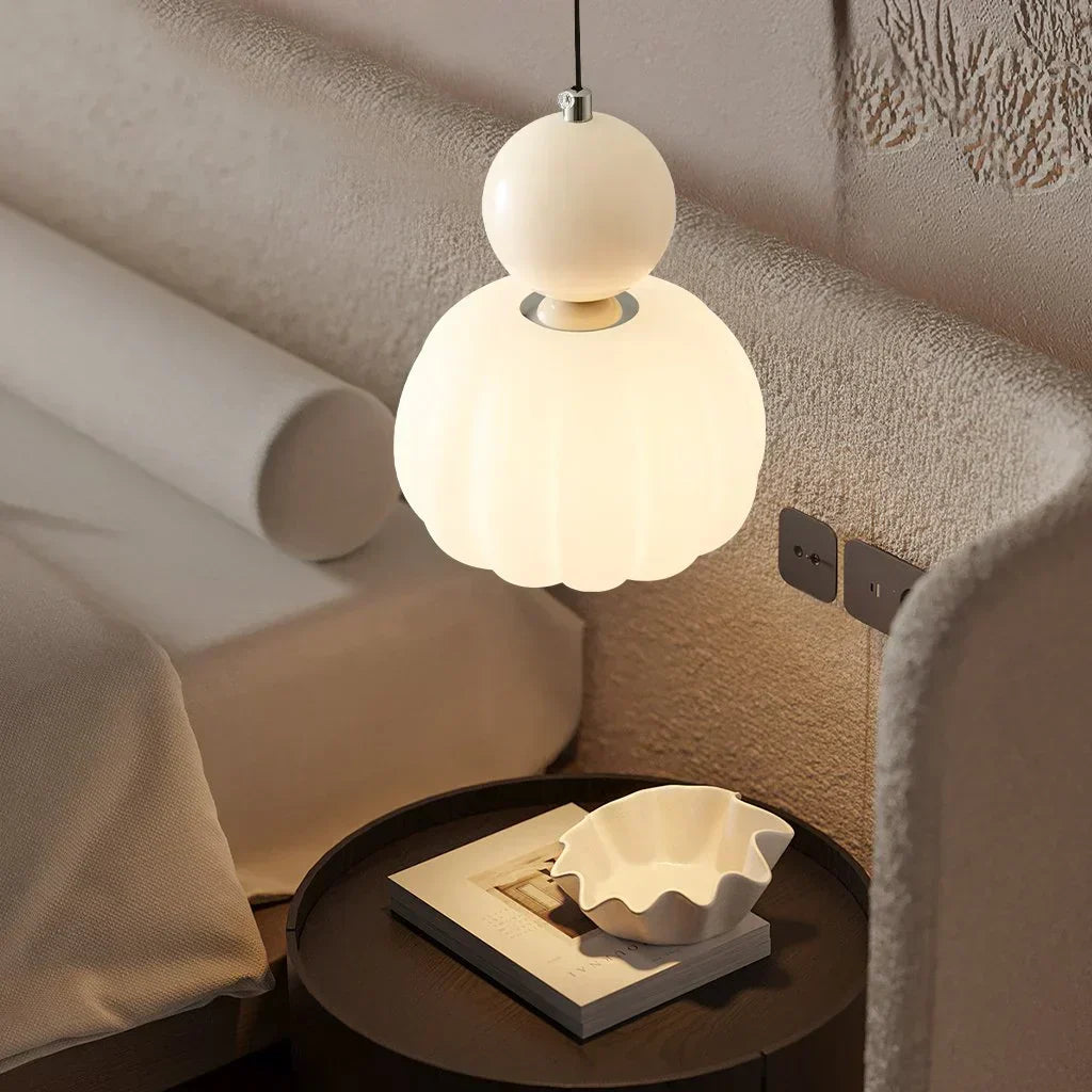Elegant Pendant Light in Art Deco Style with Cream-Colored Shade