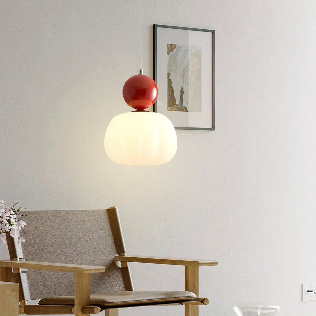 Elegant Pendant Light in Art Deco Style with Cream-Colored Shade