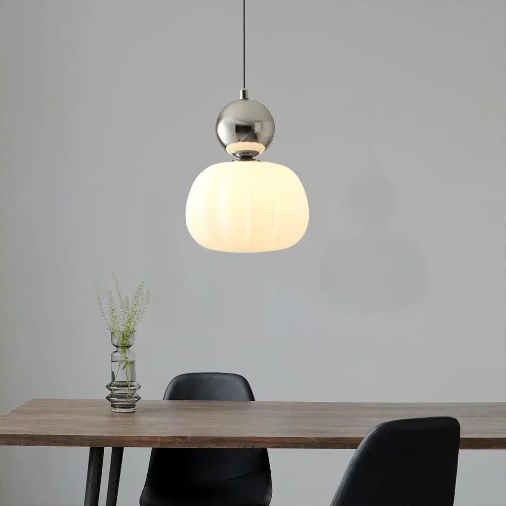 Elegant Pendant Light in Art Deco Style with Cream-Colored Shade