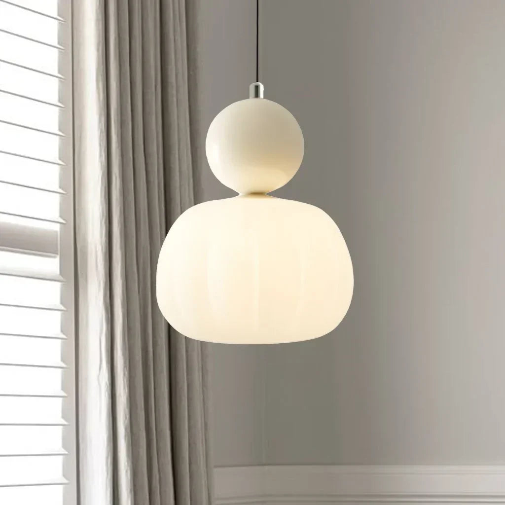 Elegant Pendant Light in Art Deco Style with Cream-Colored Shade