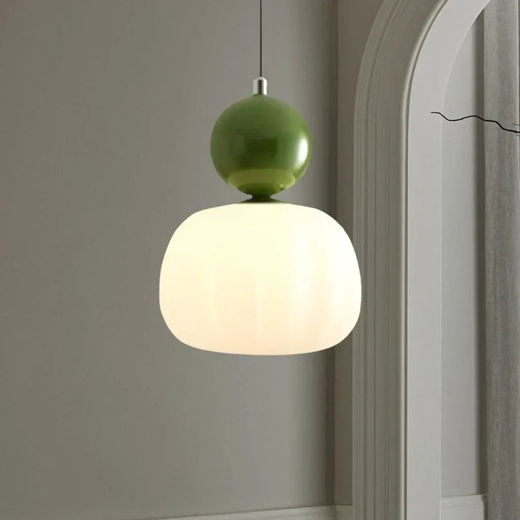 Elegant Pendant Light in Art Deco Style with Cream-Colored Shade