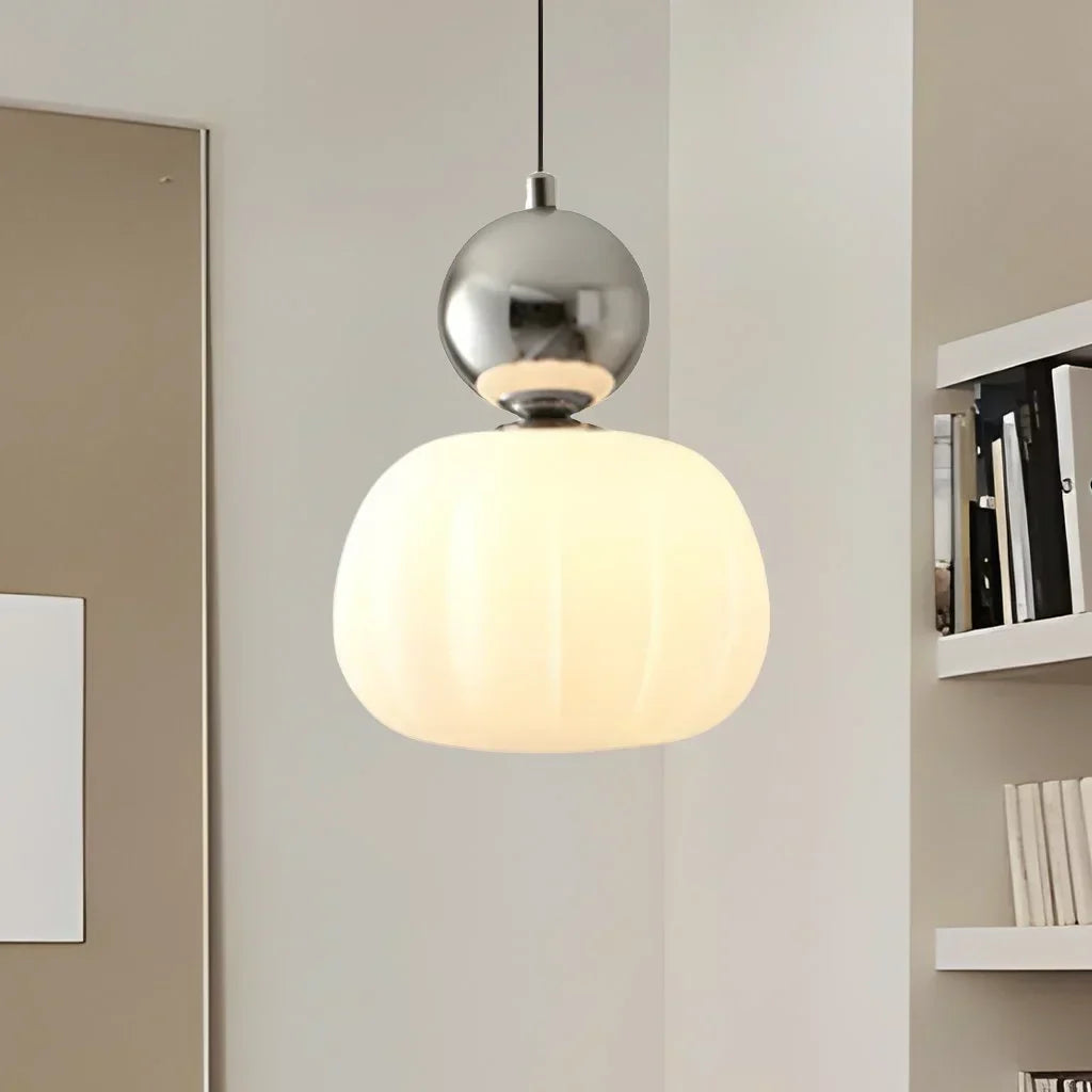 Elegant Pendant Light in Art Deco Style with Cream-Colored Shade
