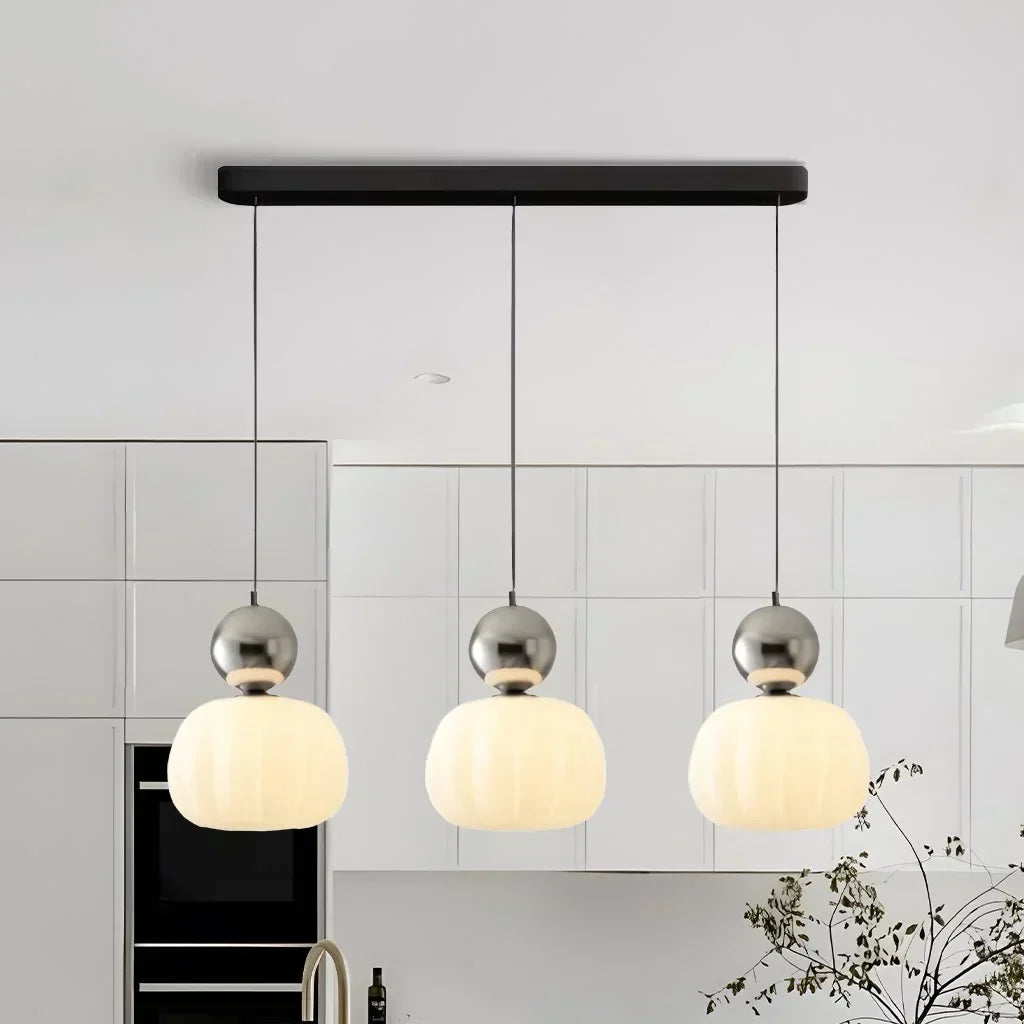 Elegant Pendant Light in Art Deco Style with Cream-Colored Shade