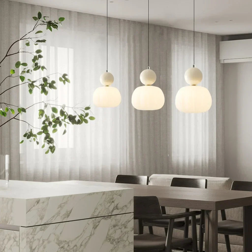 Elegant Pendant Light in Art Deco Style with Cream-Colored Shade