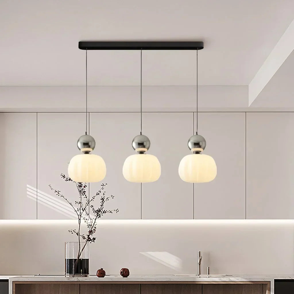 Elegant Pendant Light in Art Deco Style with Cream-Colored Shade