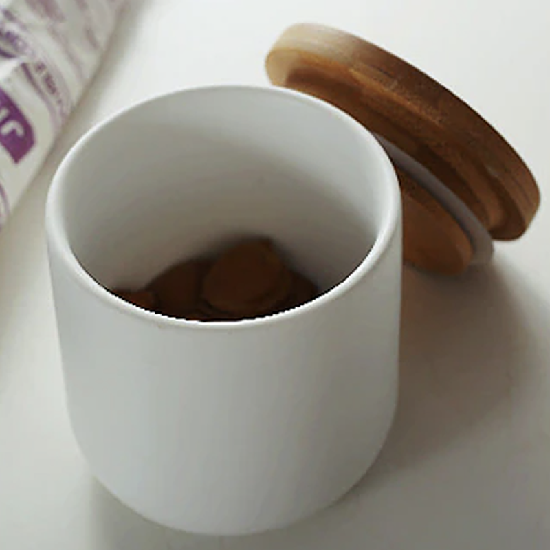 Modern Ceramic Kitchen Jar with Wooden Lid Airtight Food Storage