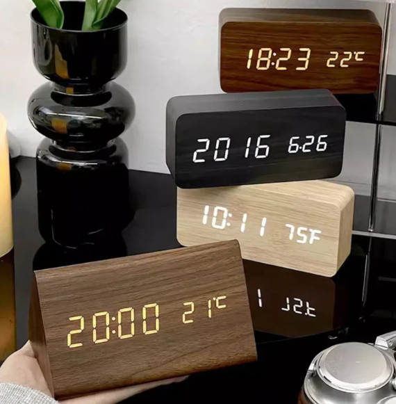 LED Digital Wooden Clock Modern Minimalist Design