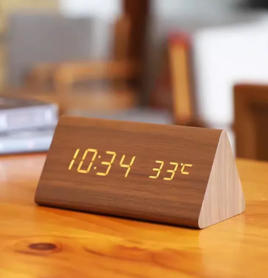 LED Digital Wooden Clock Modern Minimalist Design