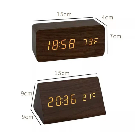 LED Digital Wooden Clock Modern Minimalist Design