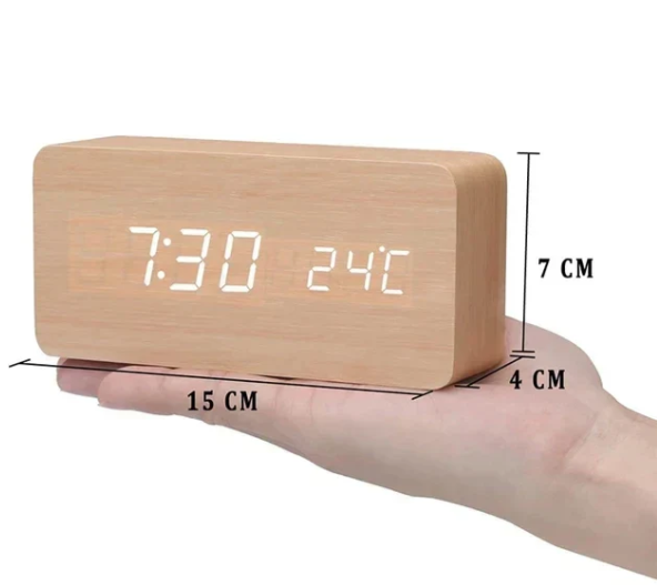 LED Digital Wooden Clock Modern Minimalist Design