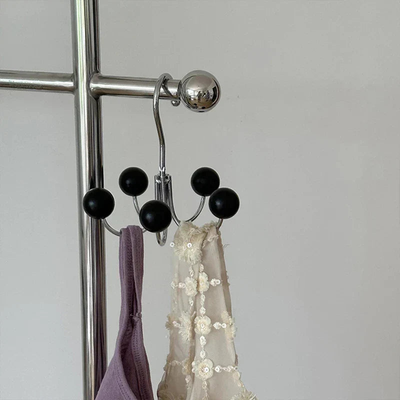 Rotating Wall Hook with Wooden Balls Compact Decorative Hook