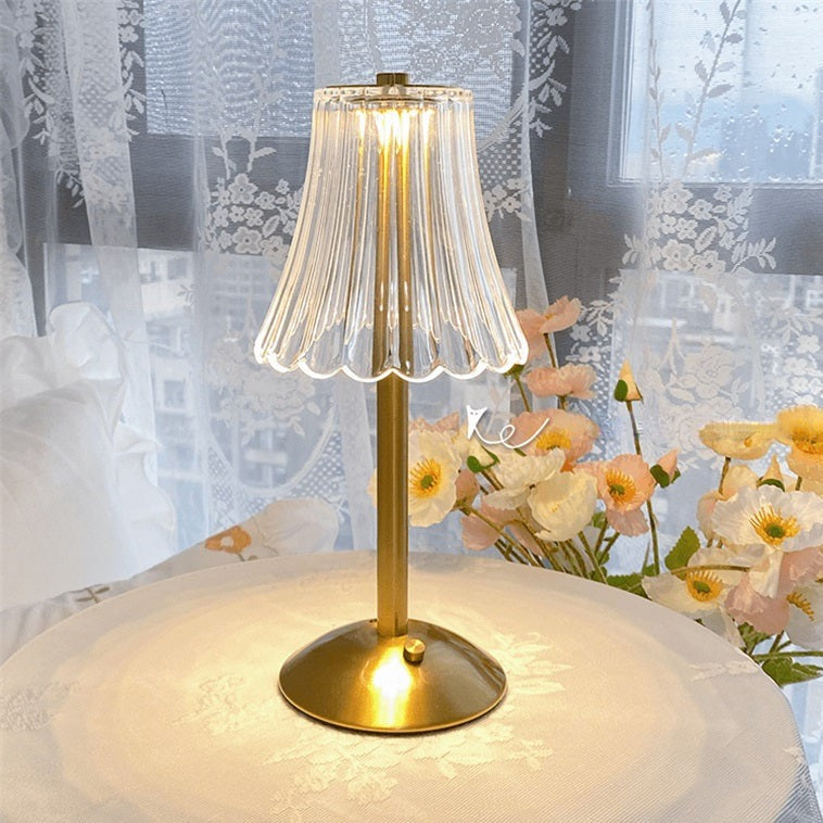 Golden Crystal Glass Table Lamp in Decorative Design with Sparkling Shade