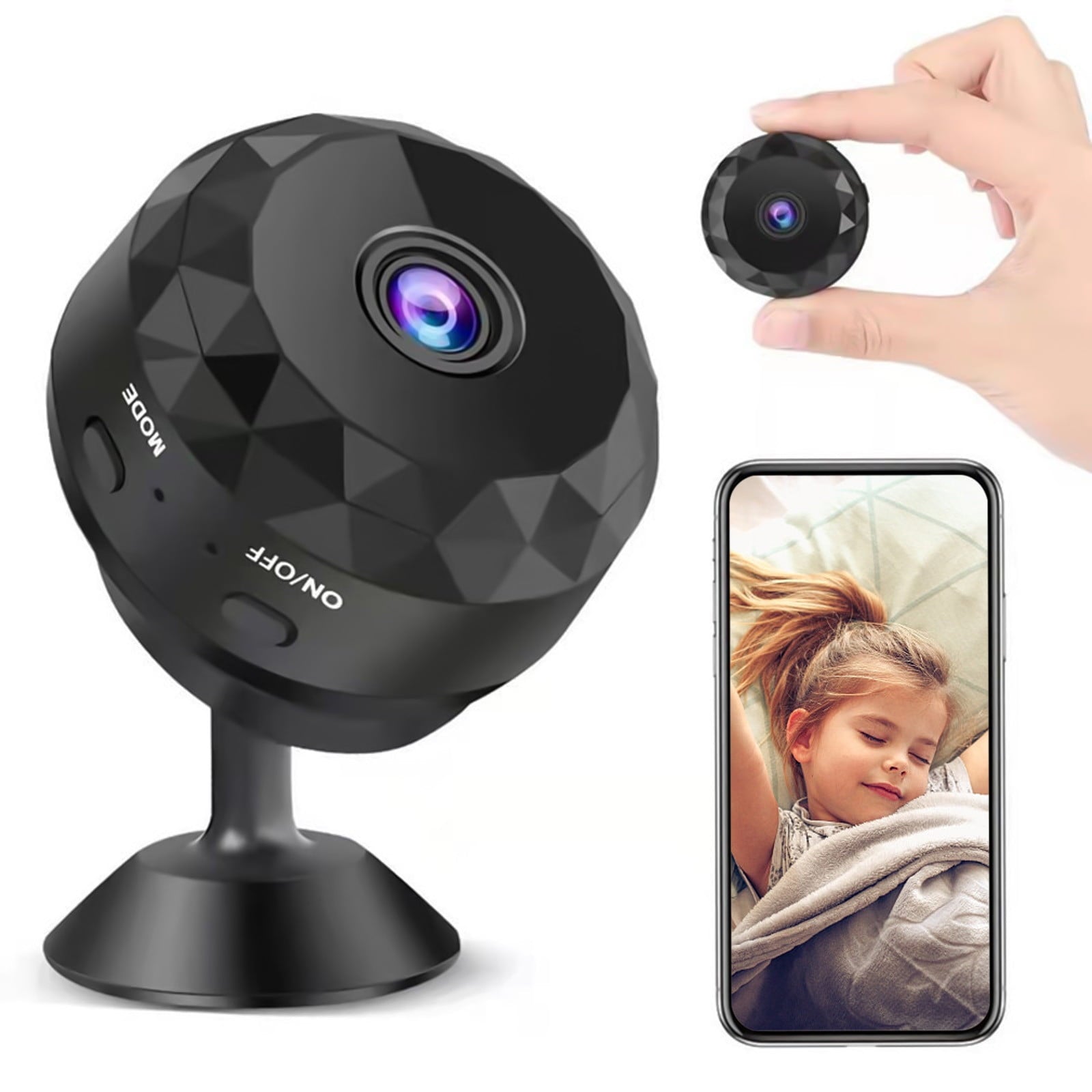 Mini wifi security camera with night vision and sd card storage