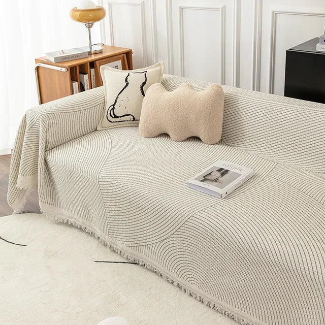 Noords nest gestreepte sofa sprei met kwastjes