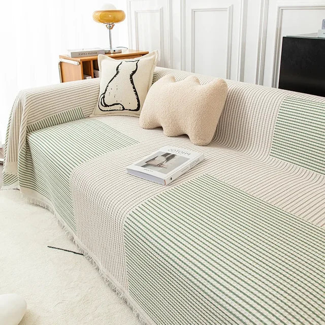 Noords nest gestreepte sofa sprei met kwastjes