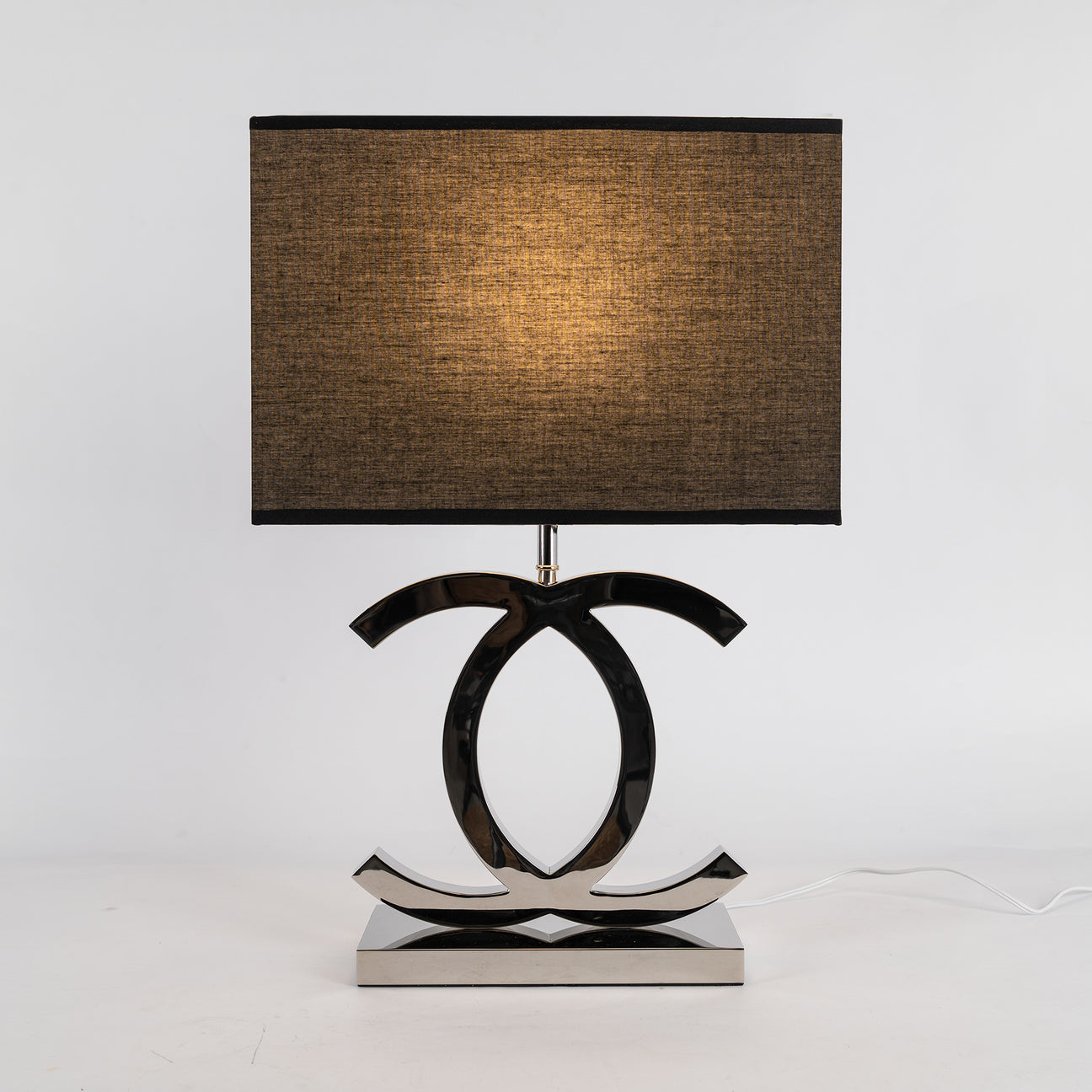 Luxury Nordic Style Table Lamp Chrome & Gold Finish with Fabric Shade