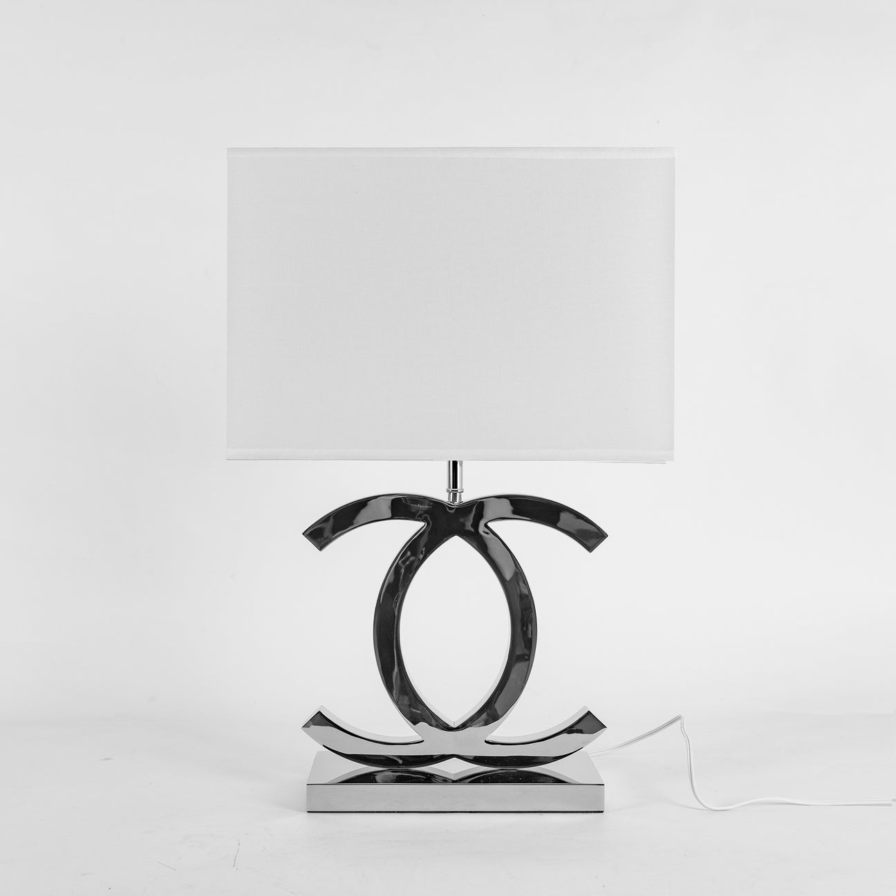 Luxury Nordic Style Table Lamp Chrome & Gold Finish with Fabric Shade