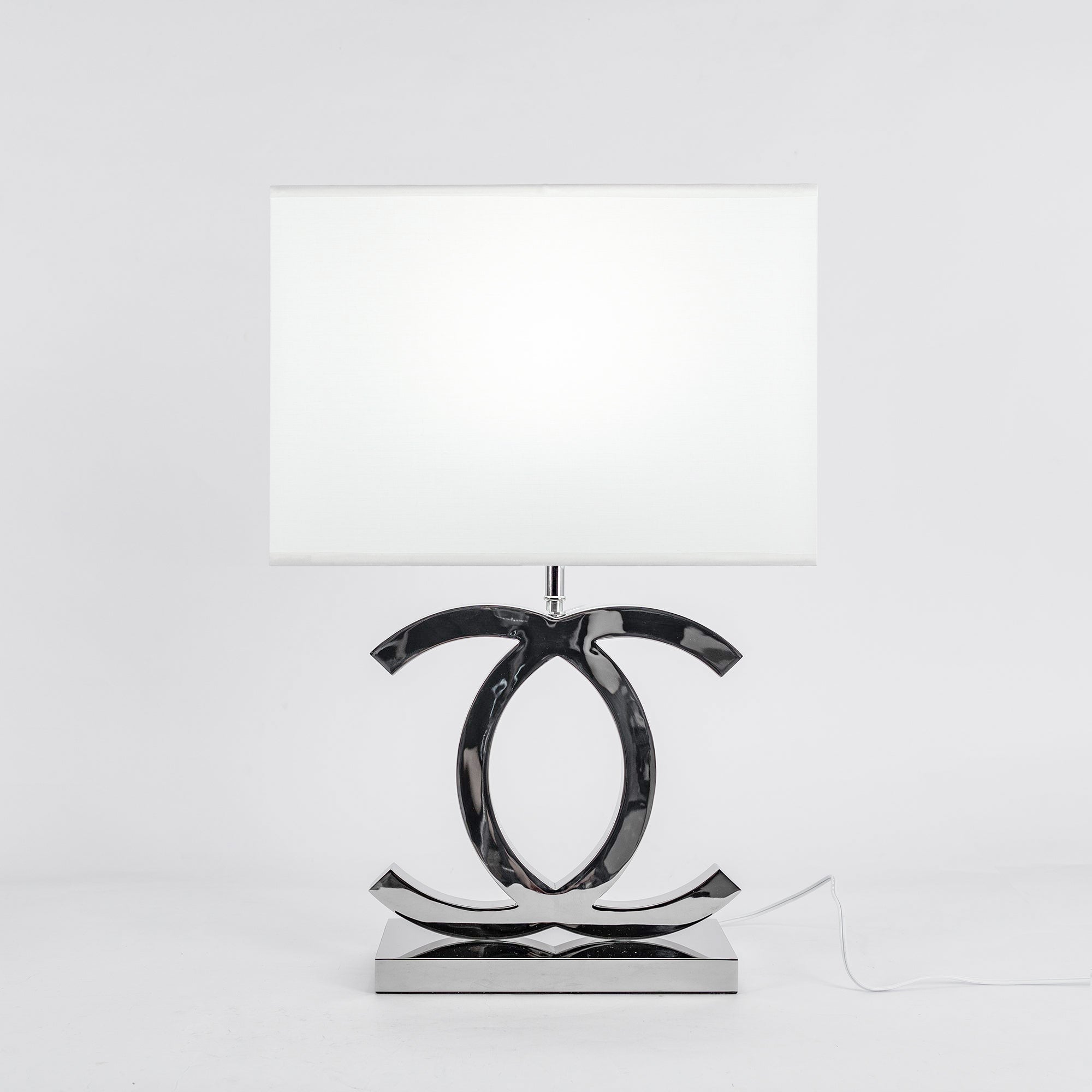 Luxury Nordic Style Table Lamp Chrome & Gold Finish with Fabric Shade