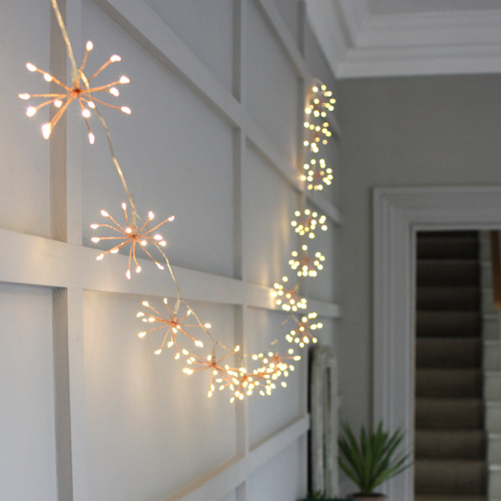 Copper Starburst String Lights Warm White LED Fairy Lights