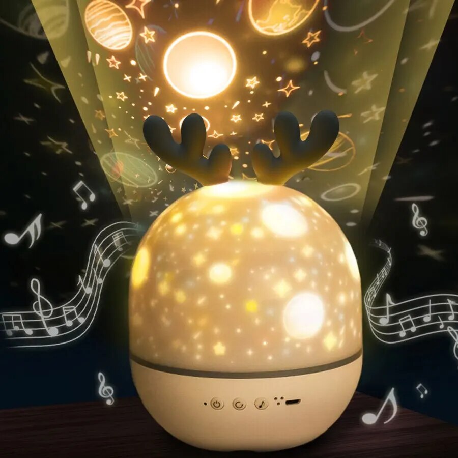 Children’s Rotating Starry Sky Bedside Lamp with 6 Light Effects