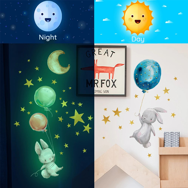 Glow in the Dark Wall Stickers for Children Soothing Bedroom Decorations
