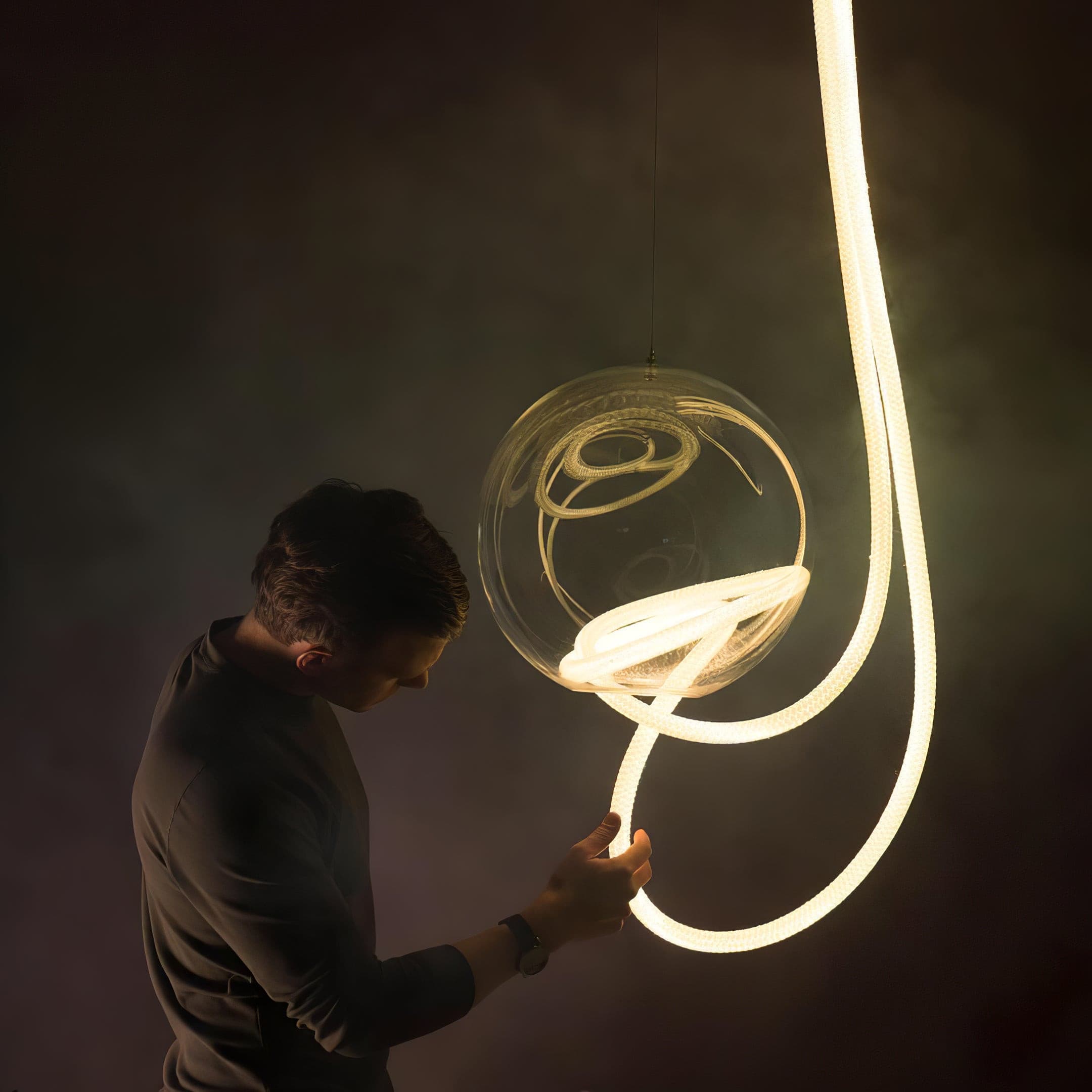 Contemporary LED Suspension Light Custom Length Hanging Pendant