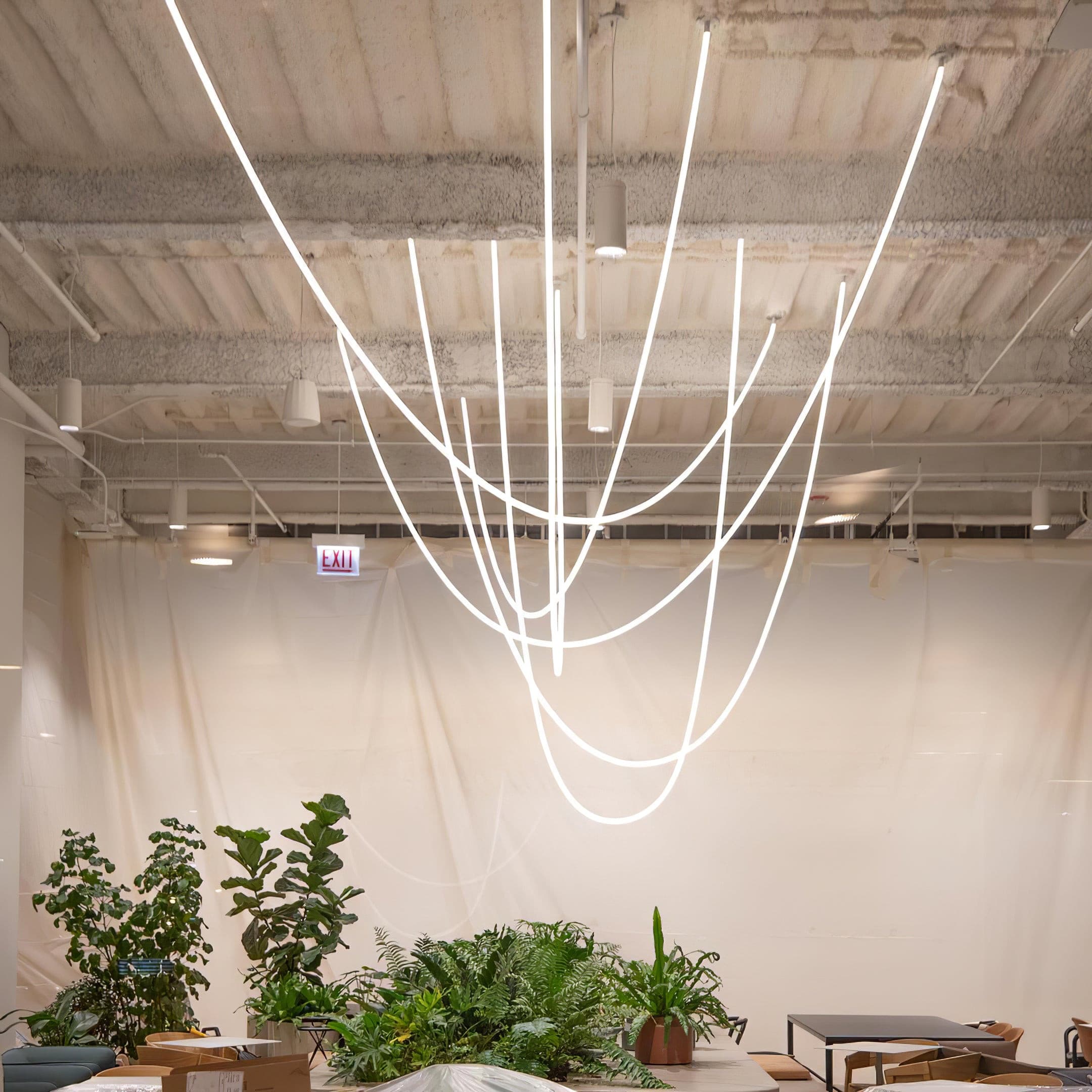 Contemporary LED Suspension Light Custom Length Hanging Pendant