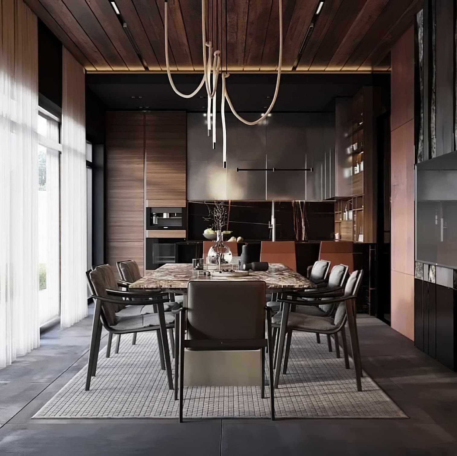 Contemporary LED Suspension Light Custom Length Hanging Pendant