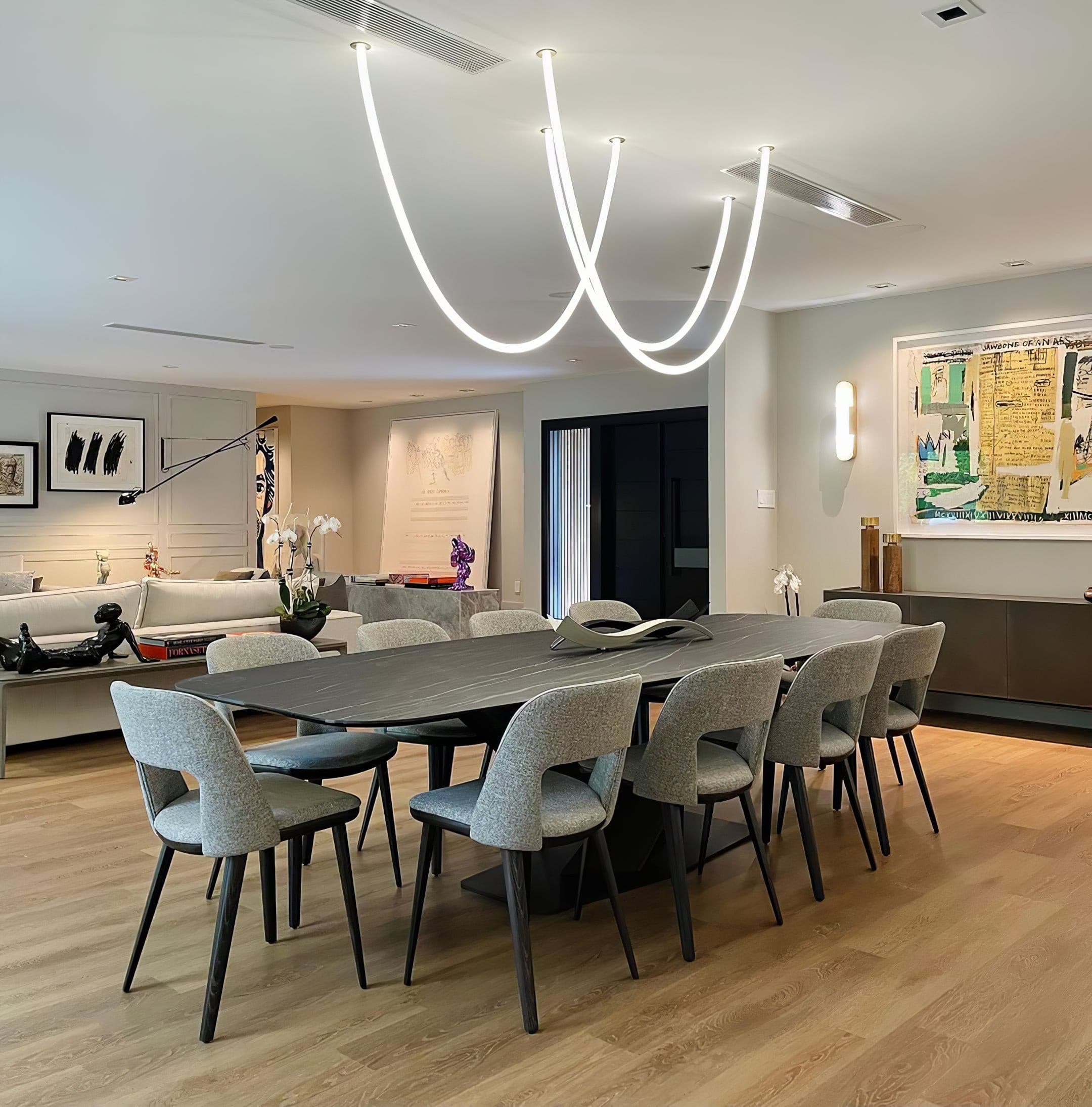 Contemporary LED Suspension Light Custom Length Hanging Pendant
