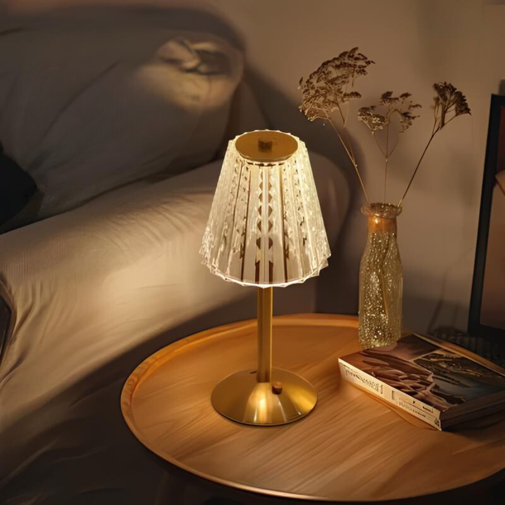 Golden Crystal Table Lamp Touch Control & Cordless LED Light